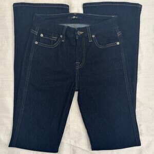 7 For All Mankind Dark Wash Denim Tailorless A Pocket Flare Bootcut Jeans Sz 25